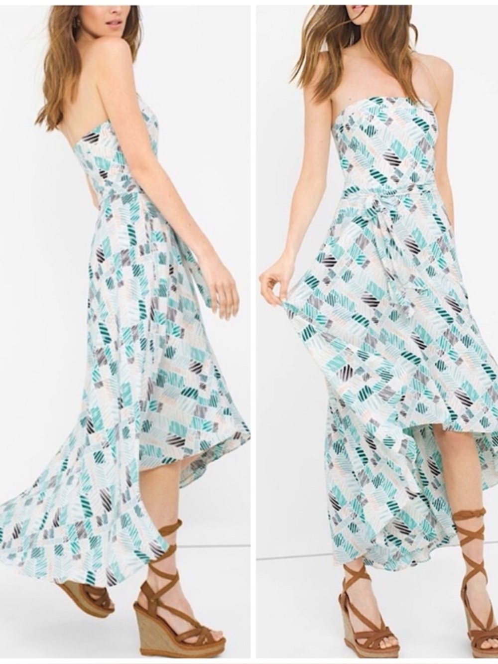 WHBM Printed High-Low Fit-And-Flare Dress 2P